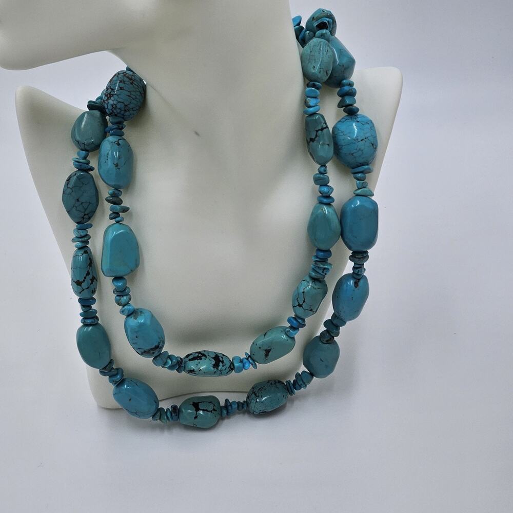 Jay King DTR Mine Finds Chunky Turquoise Bead Necklace 925 Sterling